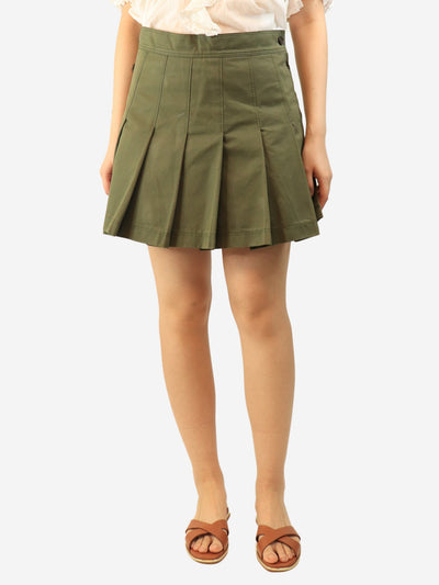 Khaki green pleated mini skirt - size UK 10 Skirts Valentino 