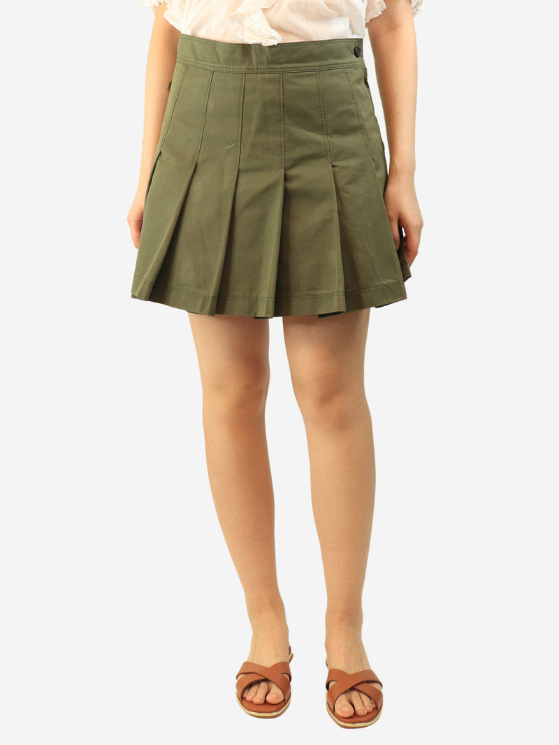 Khaki green pleated mini skirt - size UK 10 Skirts Valentino 