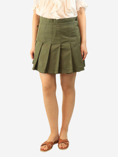 Khaki green pleated mini skirt - size UK 10 Skirts Valentino 