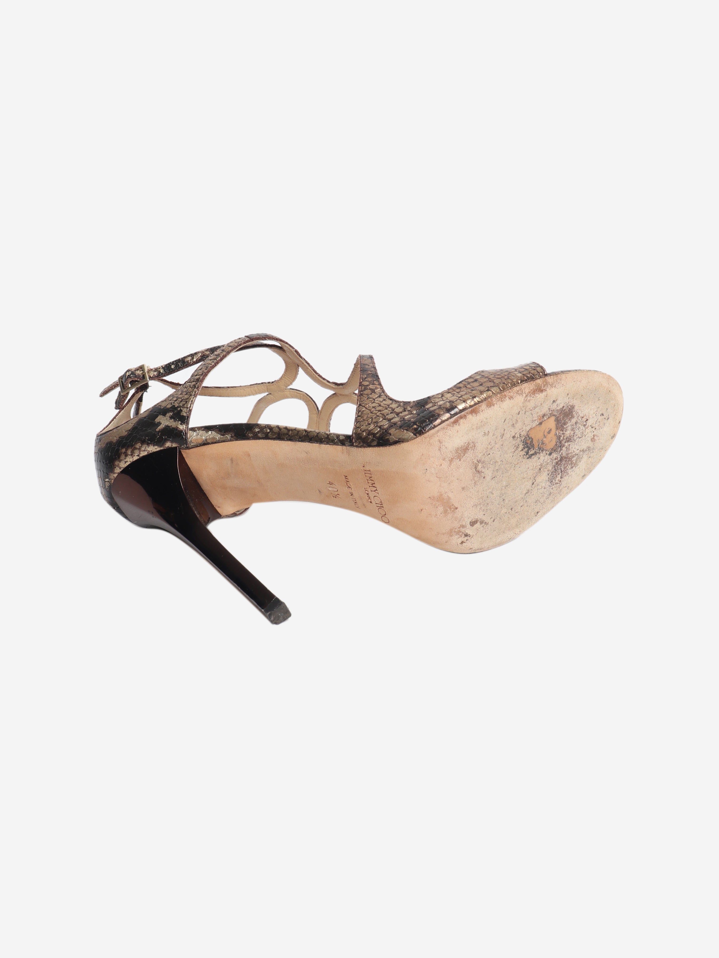 Brown snake embossed heels - size EU 40.5 (UK 7.5)