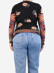 Etro Black paisley thin knit top - size UK 14
