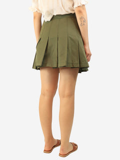 Khaki green pleated mini skirt - size UK 10 Skirts Valentino 