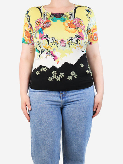 Yellow floral knit top - size UK 14 Tops Etro 