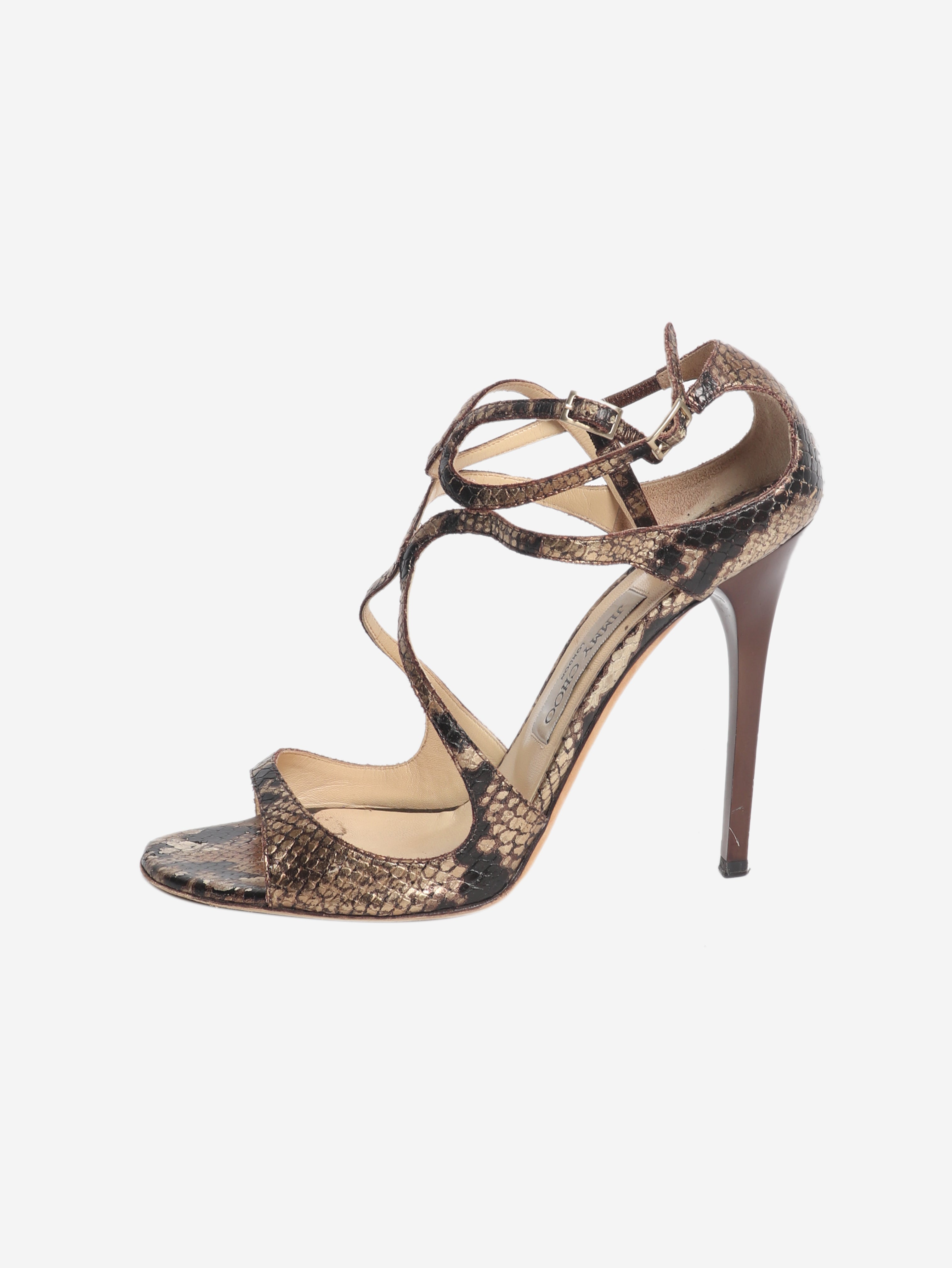 Brown snake embossed heels - size EU 40.5 (UK 7.5)