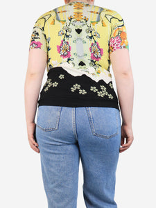 Etro Yellow floral knit top - size UK 14