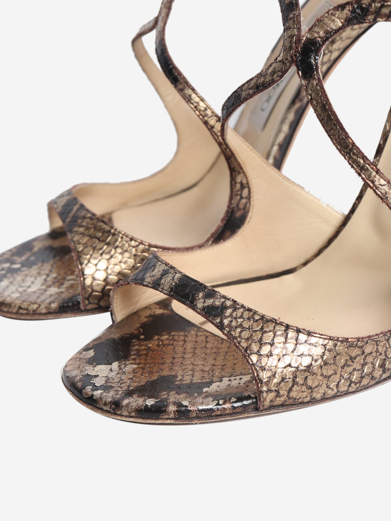 Brown snake embossed heels - size EU 40.5 (UK 7.5)