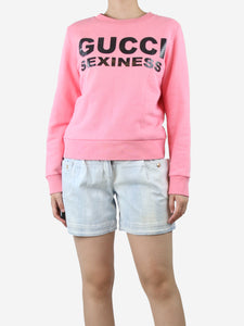 Gucci Pink slogan printed sweatshirt - size S