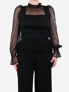 ME+EM Black polka dot tulle blouse - size UK 12