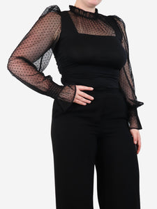 ME+EM Black polka dot tulle blouse - size UK 12