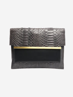 Grey snake-embossed leather clutch Clutch bags Joesph 