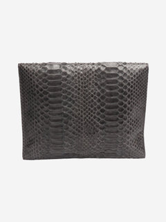 Grey snake-embossed leather clutch Clutch bags Joesph 