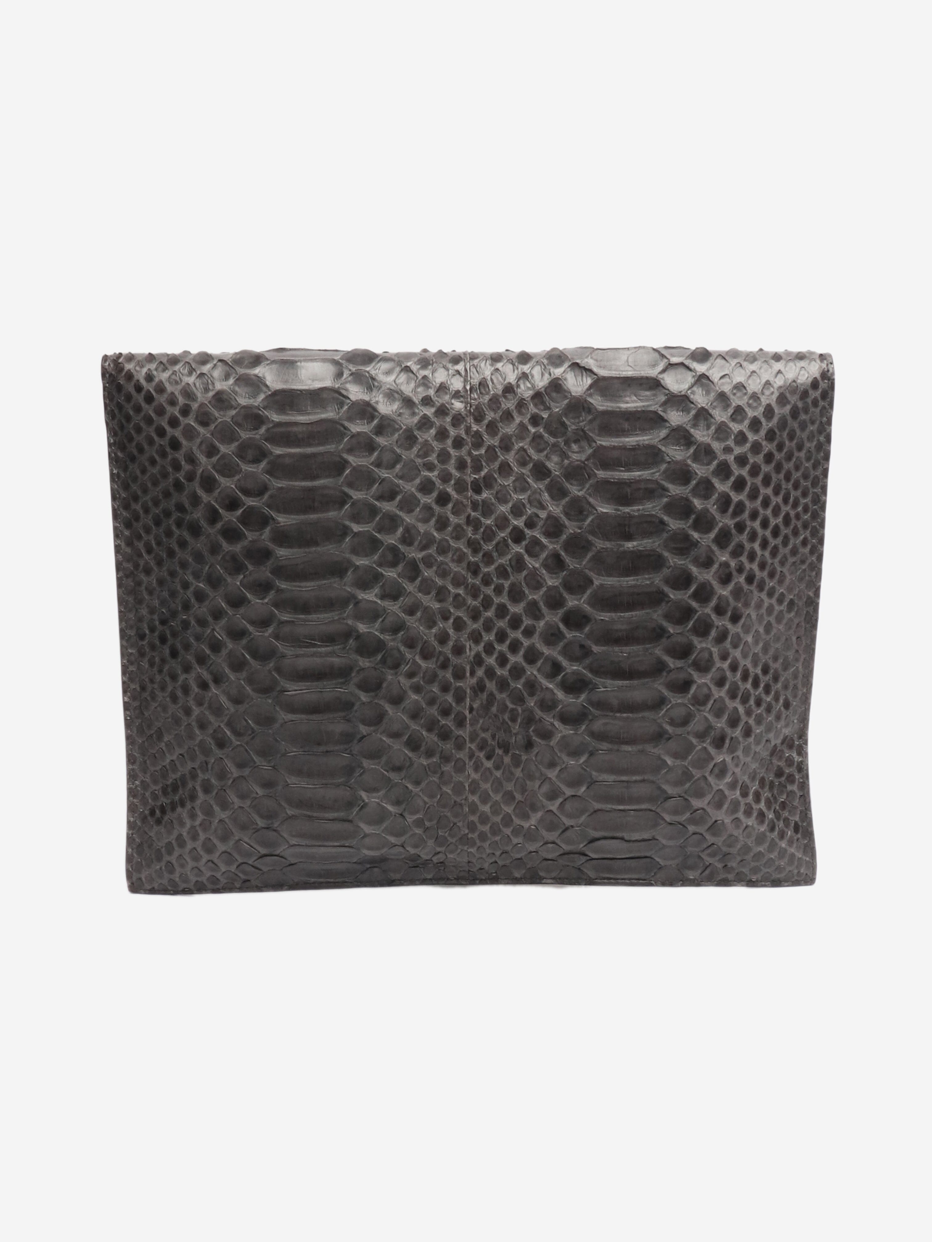 Grey snake-embossed leather clutch Clutch bags Joesph 
