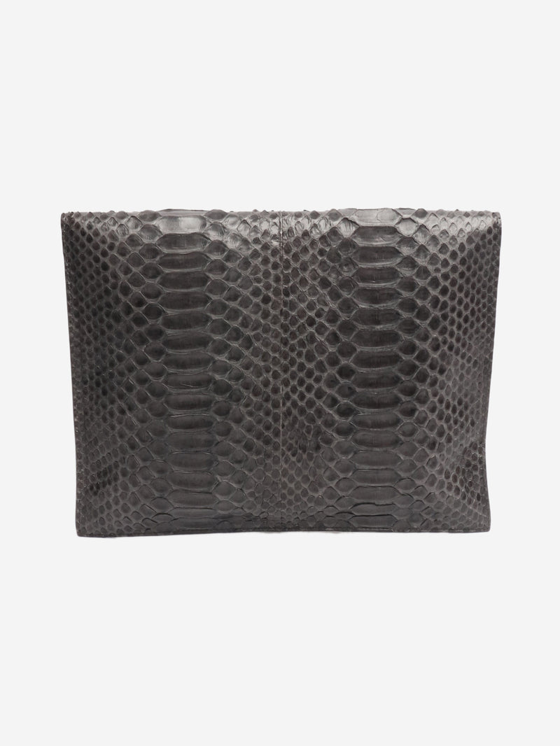 Grey snake-embossed leather clutch Clutch bags Joesph 