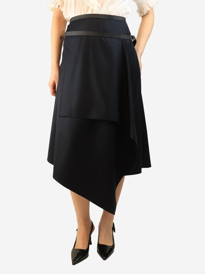 Navy draped asymmetric skirt - size UK 12 Skirts Fendi 