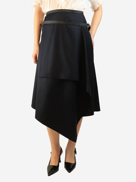 Navy draped asymmetric skirt - size UK 12 product image