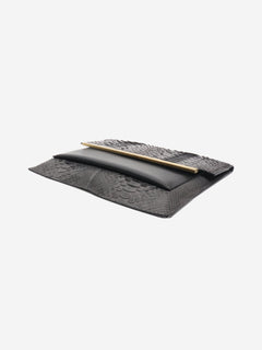Grey snake-embossed leather clutch Clutch bags Joesph 