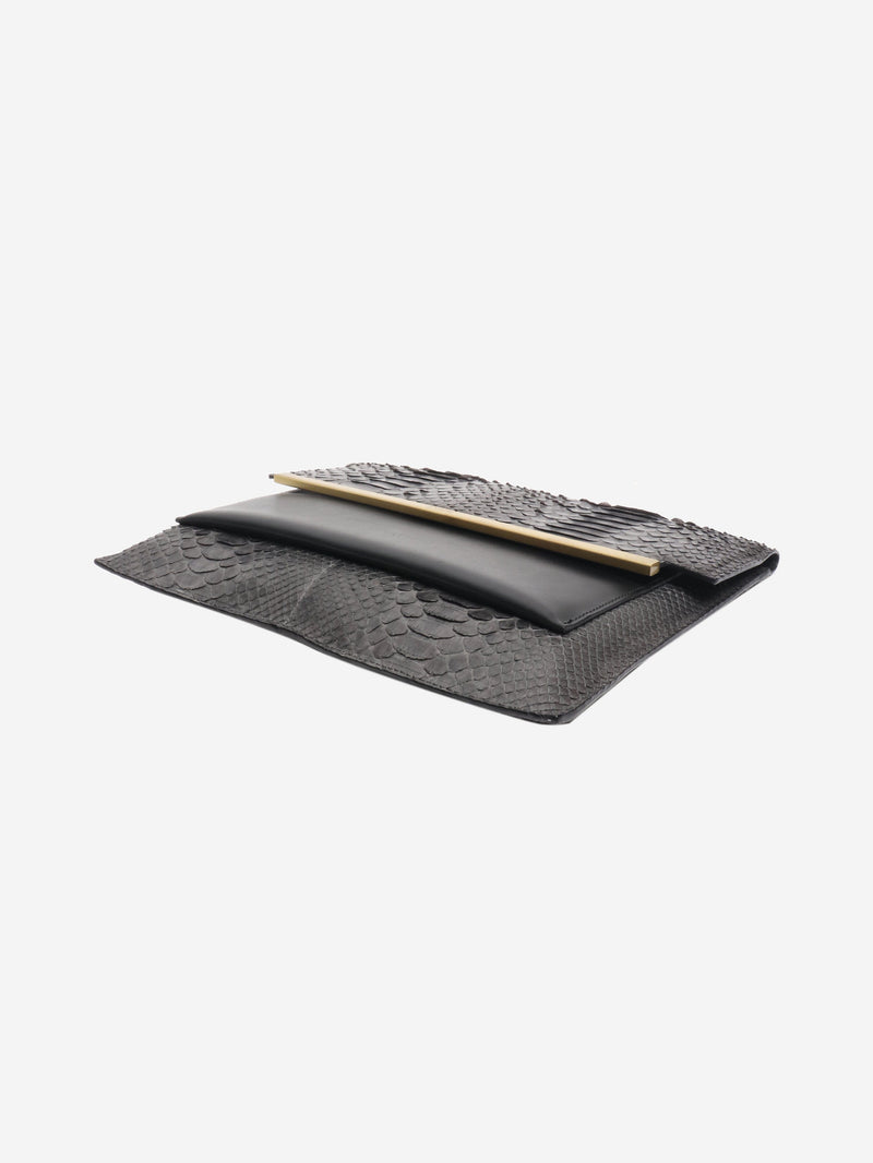 Grey snake-embossed leather clutch Clutch bags Joesph 