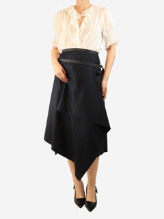 Navy draped asymmetric skirt - size UK 12 Skirts Fendi 