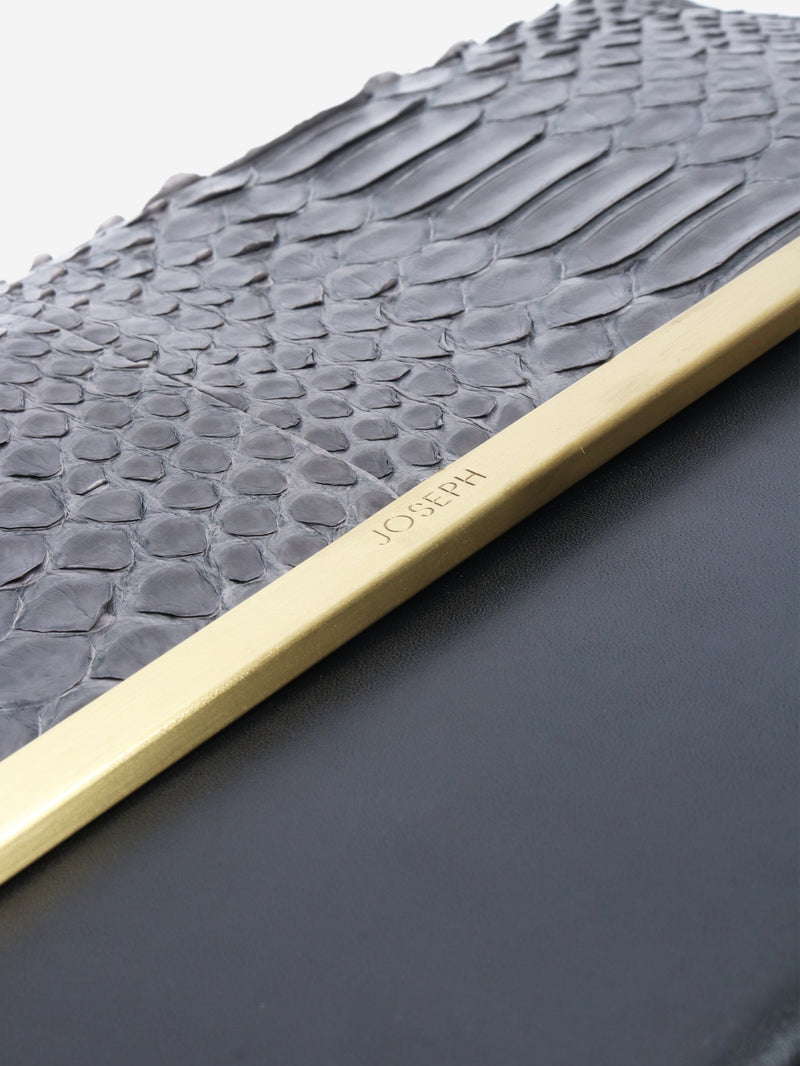 Grey snake-embossed leather clutch Clutch bags Joesph 