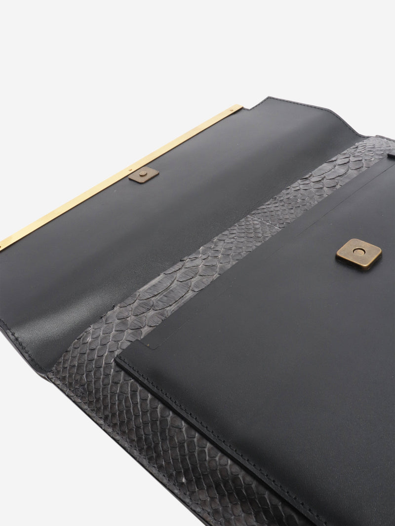 Grey snake-embossed leather clutch Clutch bags Joesph 