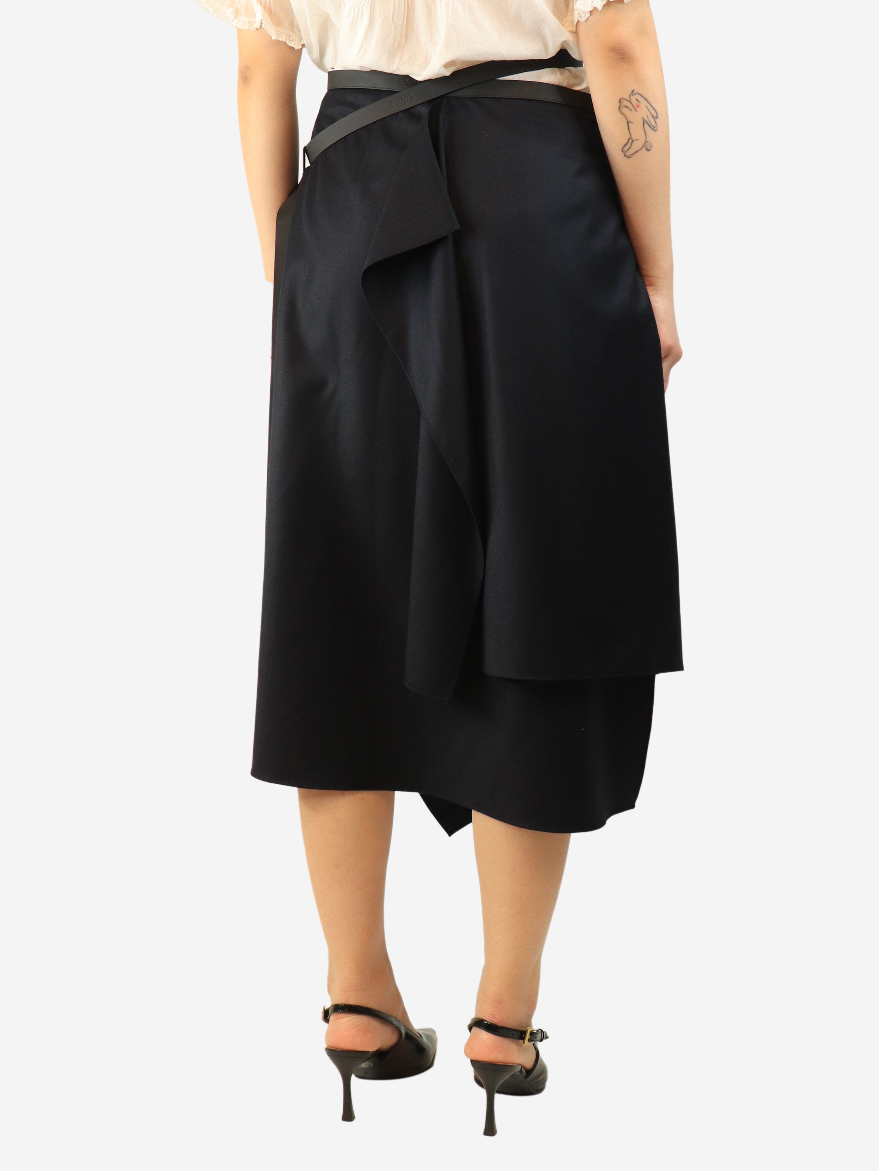 Navy draped asymmetric skirt - size UK 12 Skirts Fendi 
