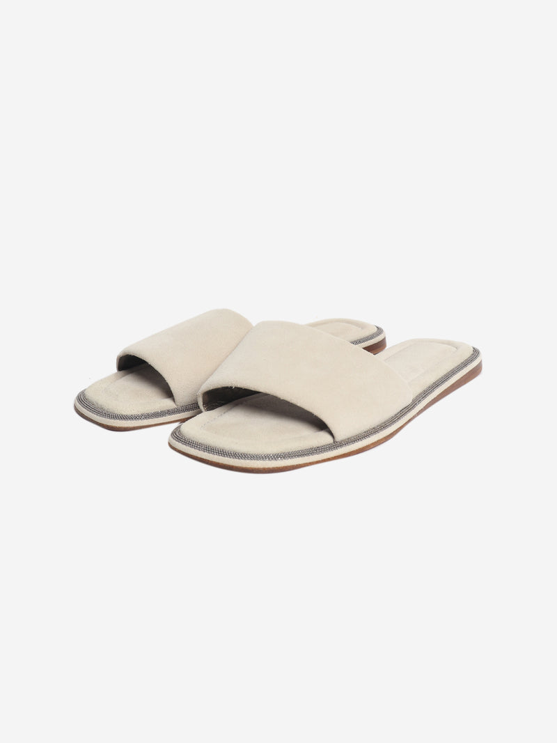 Neutral suede sandals - size EU 37
