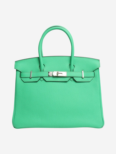 Green Birkin 30 bag in Clemence leather Top Handle Bags Hermes 