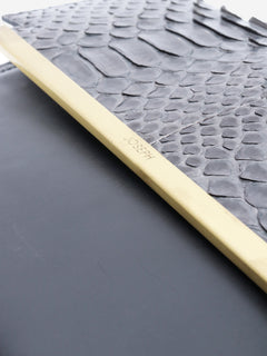 Grey snake-embossed leather clutch Clutch bags Joesph 