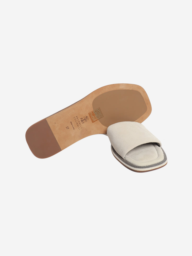 Neutral suede sandals - size EU 37
