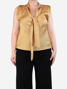 Escada Gold satin tie-up top - size UK 12