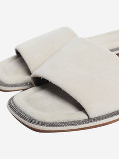 Neutral suede sandals - size EU 37