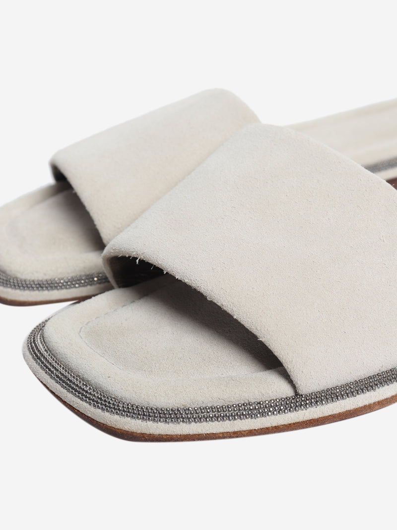 Neutral suede sandals - size EU 37