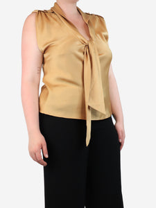 Escada Gold satin tie-up top - size UK 12