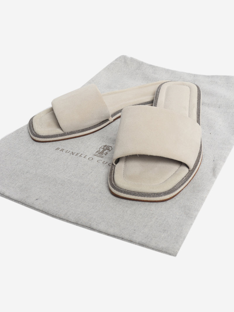 Neutral suede sandals - size EU 37
