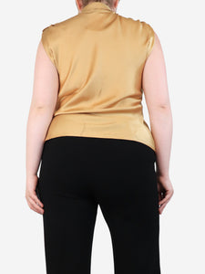 Escada Gold satin tie-up top - size UK 12