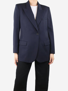 Maison Margiela Blue padded-shoulders wool blazer - size UK 12