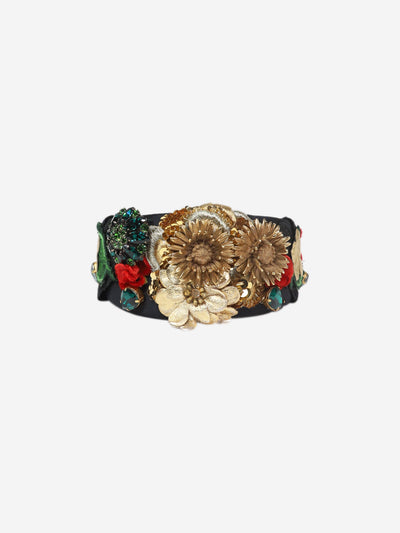 Black flower bejewelled headband Hats Dolce & Gabbana 