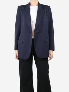 Maison Margiela Blue padded-shoulders wool blazer - size UK 12