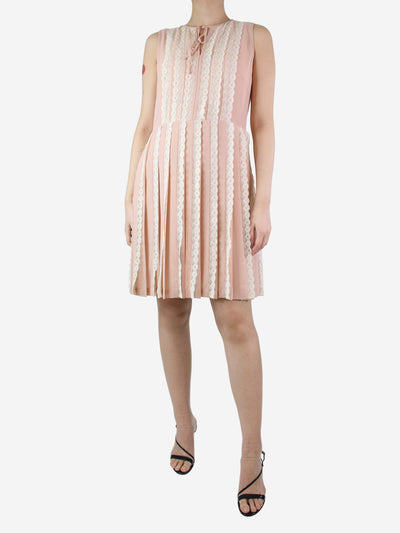 Pink sleeveless lace-trimmed dress - size UK 12 Dresses Red Valentino 