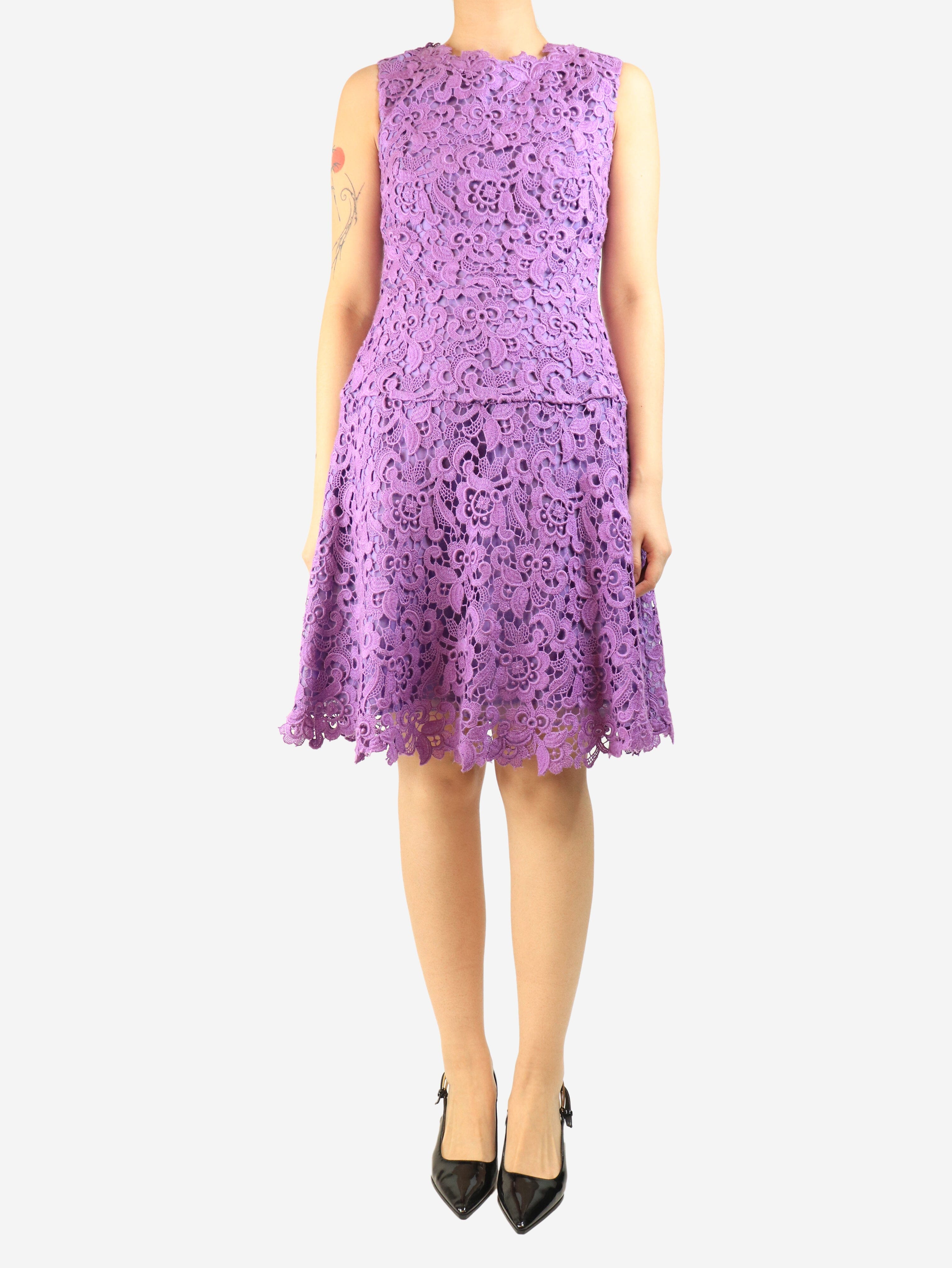 Purple broderie anglaise dress - size UK 12 Dresses Oscar De La Renta 