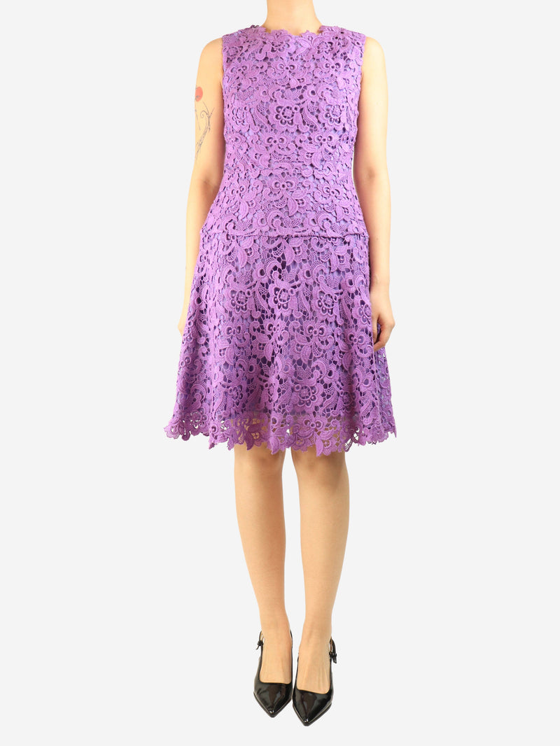 Purple broderie anglaise dress - size UK 12 Dresses Oscar De La Renta 