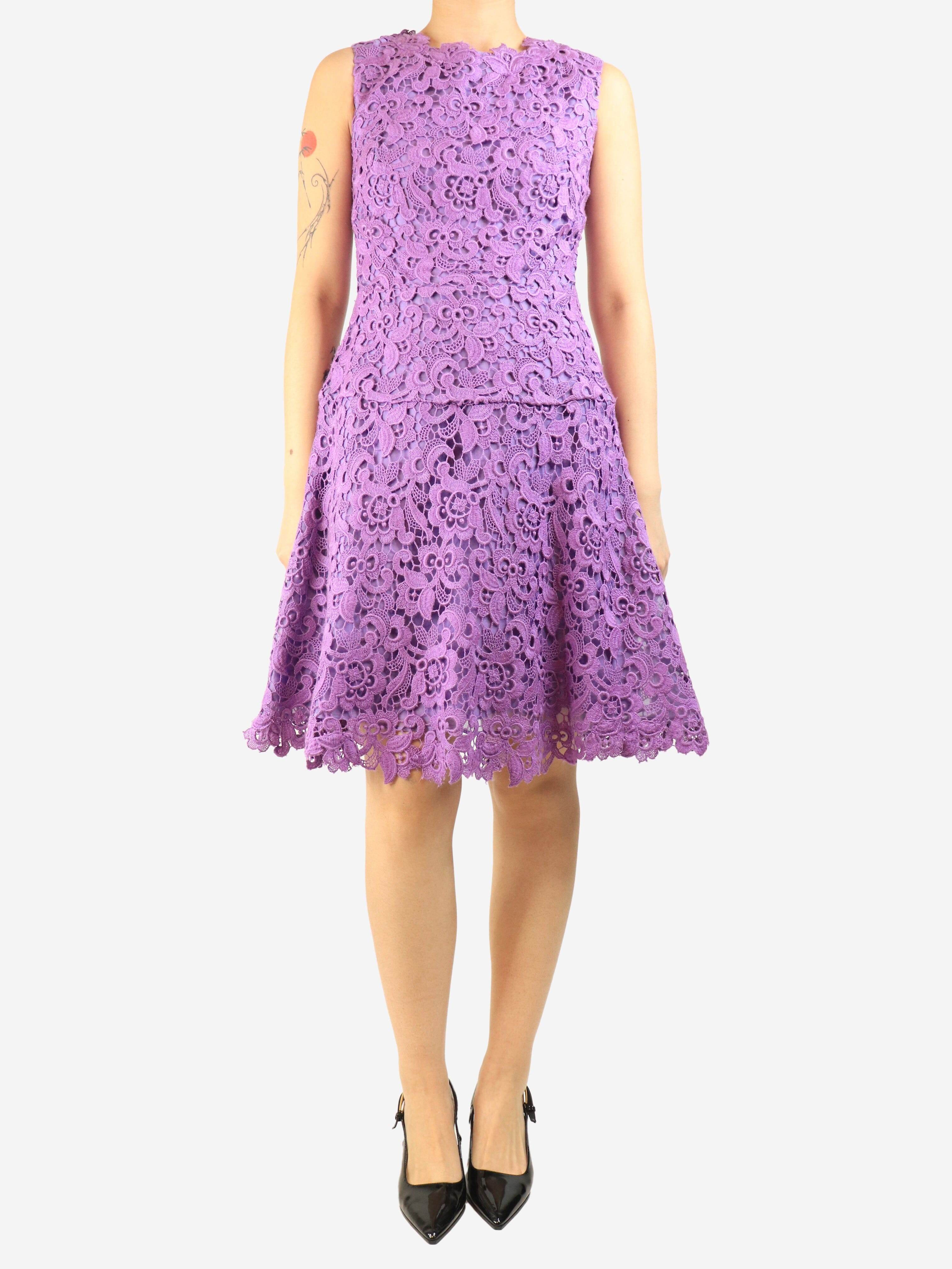 Purple broderie anglaise dress - size UK 12 Dresses Oscar De La Renta 