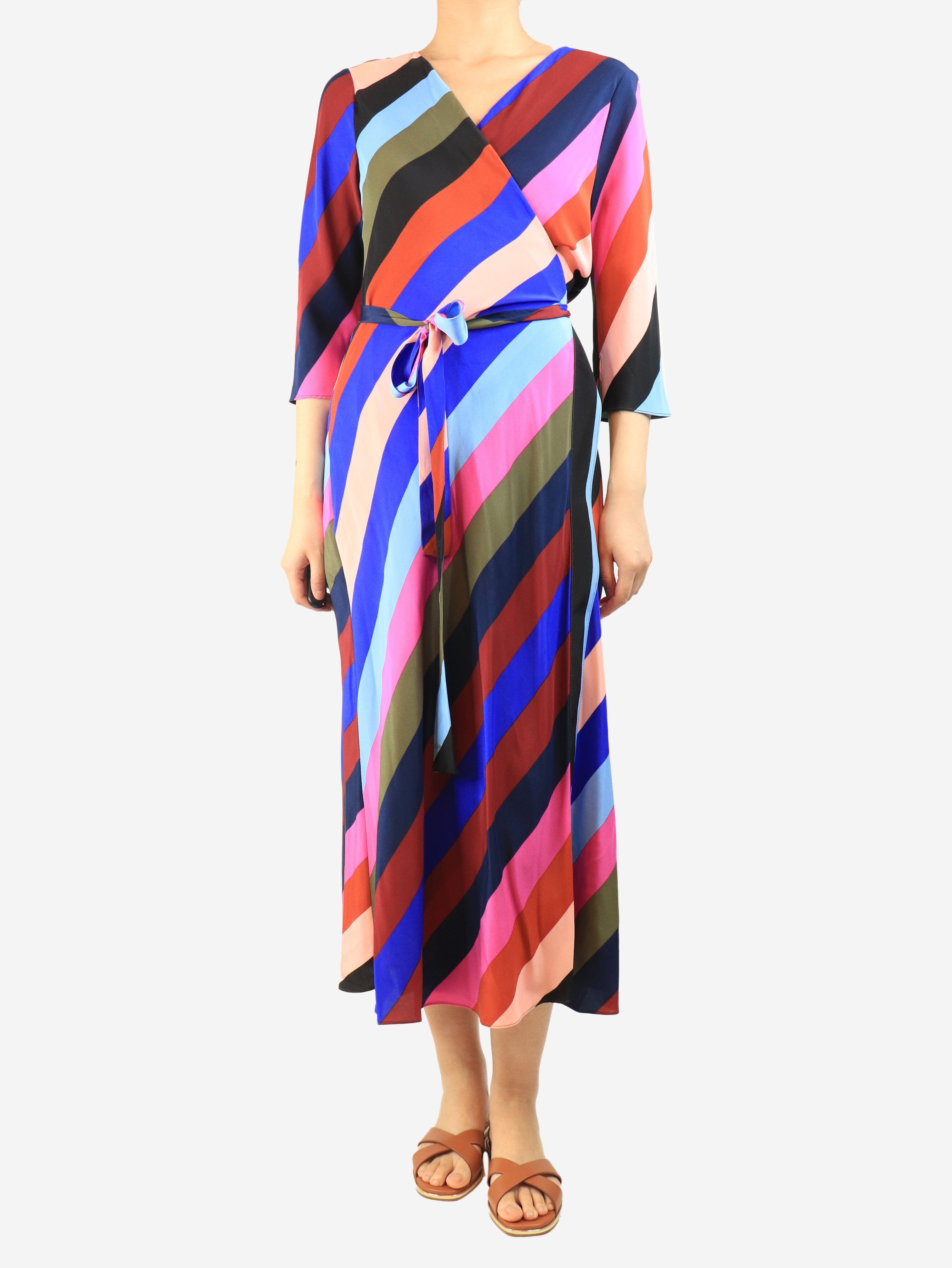Multicolour chevron wrap dress - size UK 16 Dresses Diane Von Furstenberg 