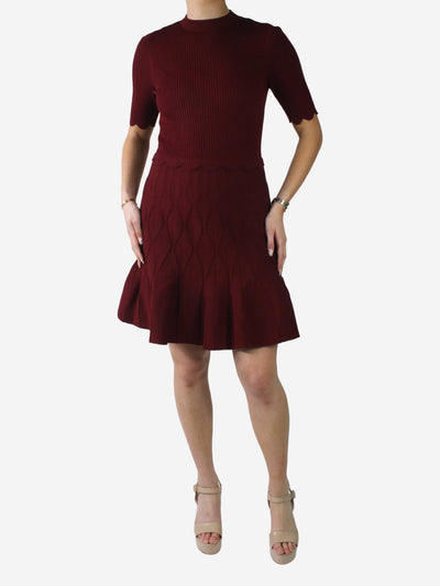 Red short sleeve knitted dress - size UK 8 Dresses Sandro 