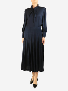 Navy houndstooth midi dress - size UK 12 Dresses Saint Laurent 