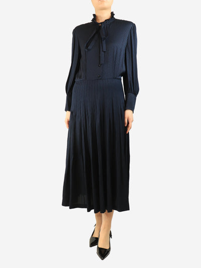 Navy houndstooth midi dress - size UK 12 Dresses Saint Laurent 