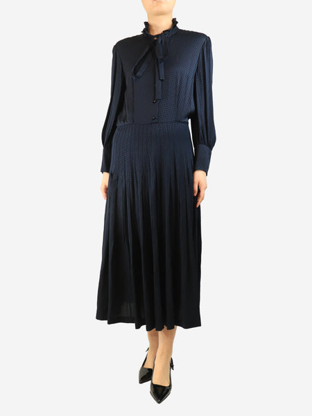 Navy houndstooth midi dress - size UK 12 product image