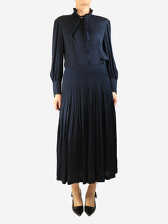 Navy houndstooth midi dress - size UK 12 Dresses Saint Laurent 