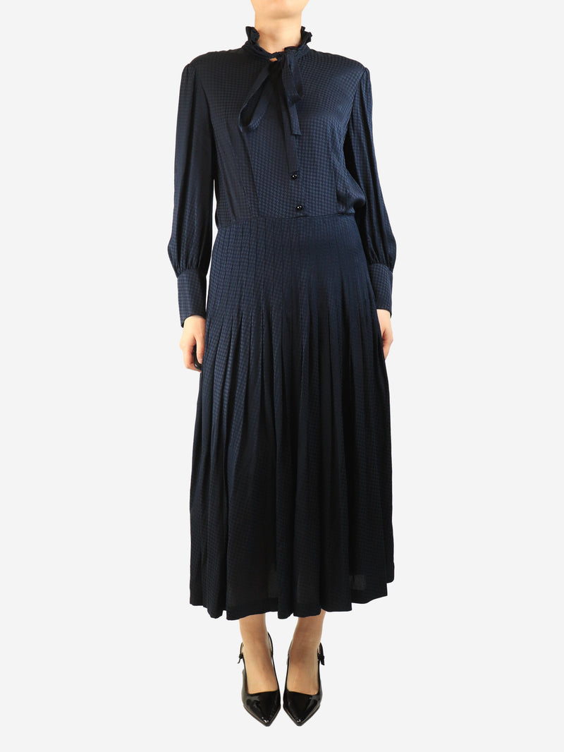 Navy houndstooth midi dress - size UK 12 Dresses Saint Laurent 