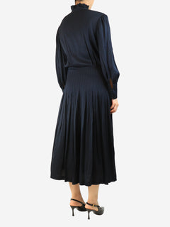 Navy houndstooth midi dress - size UK 12 Dresses Saint Laurent 